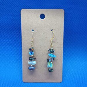 Multicolor Blown Glass Chip Dangle Earrings One of a Kind